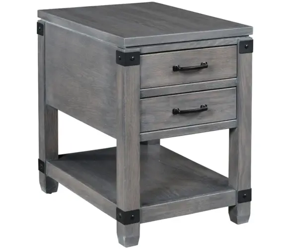 Antigo End Table with Metal Brackets - 17"W