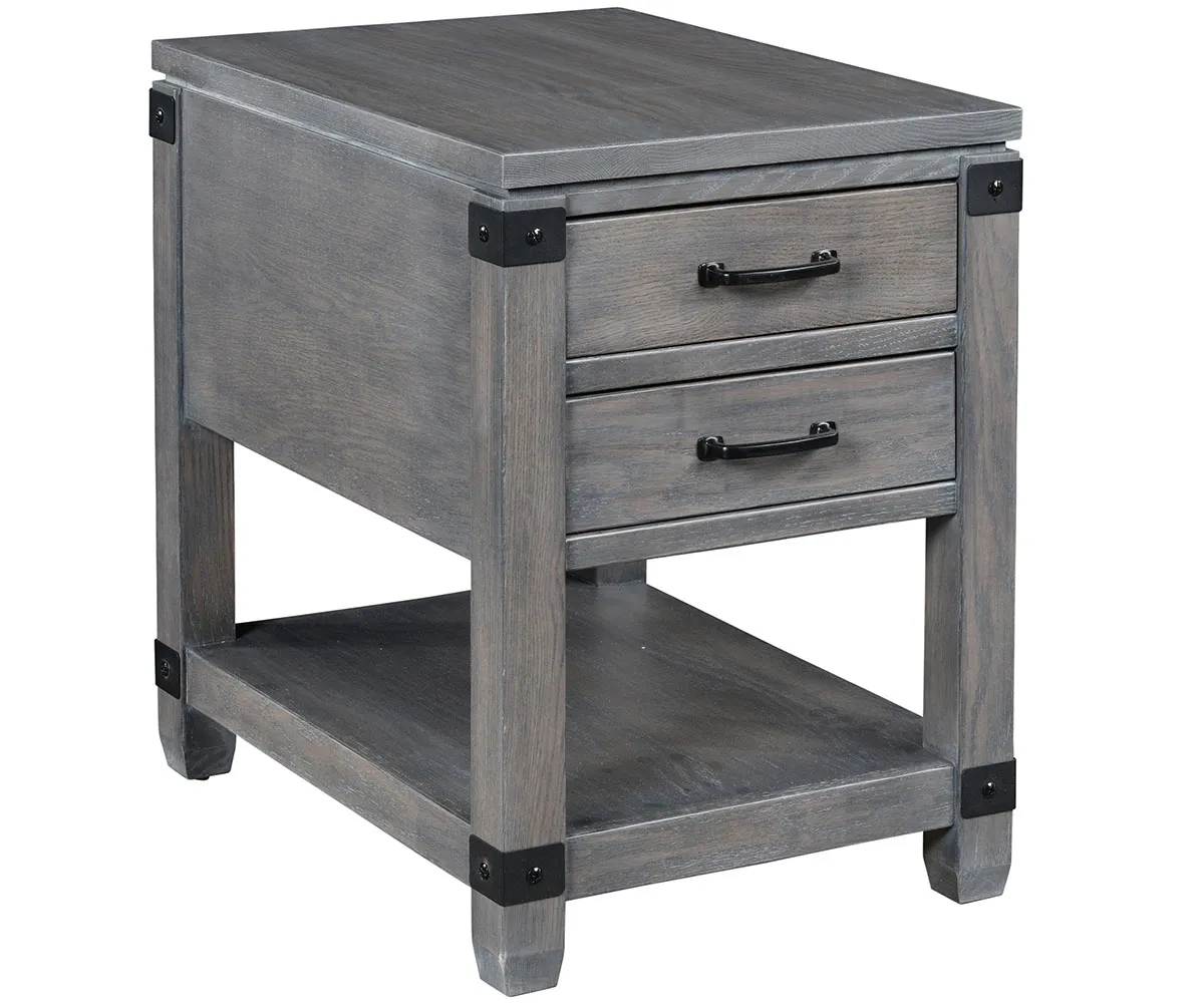 Antigo End Table with Metal Brackets - 17"W