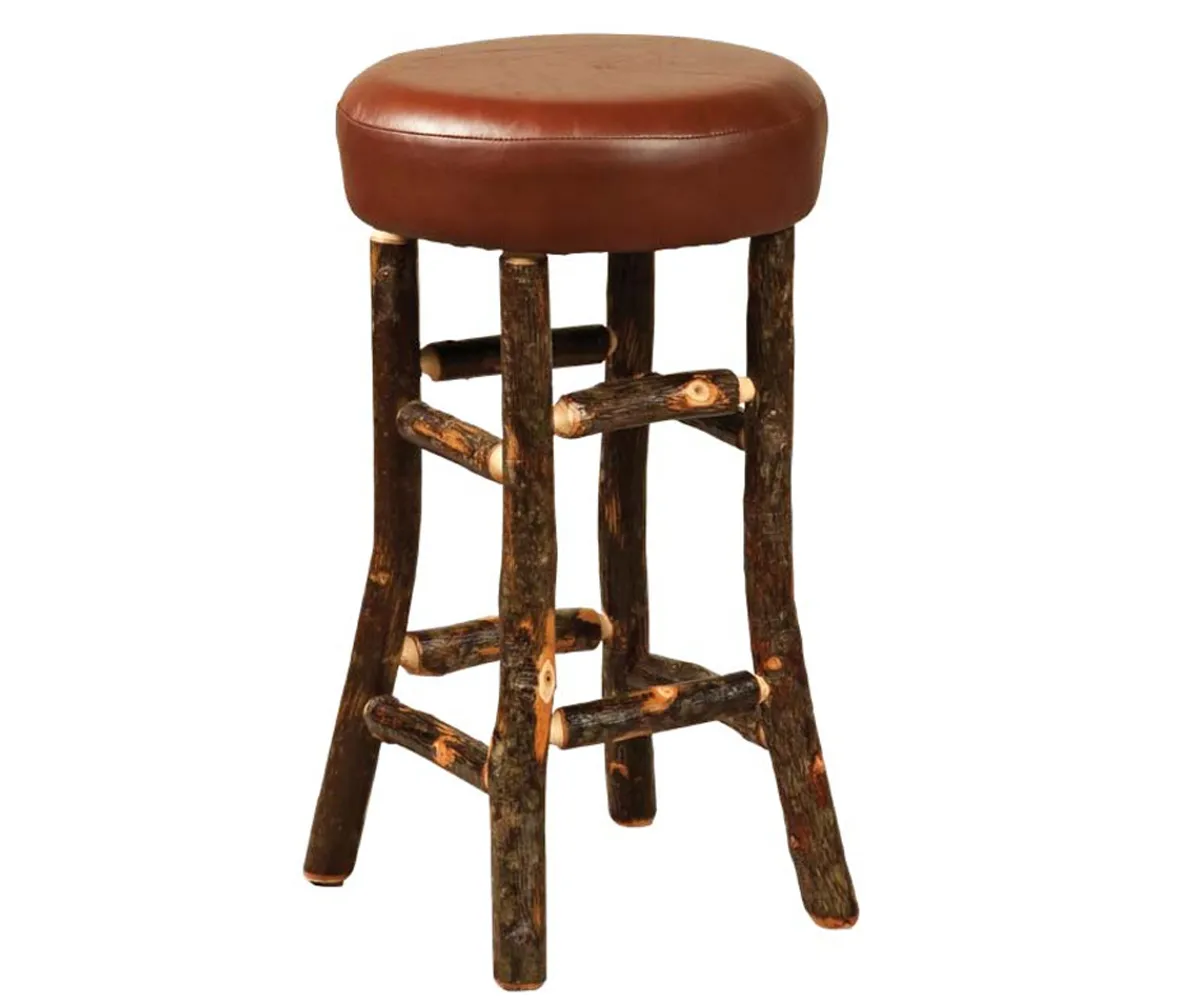 24" Hoosier Bar Stool With Leather Seat