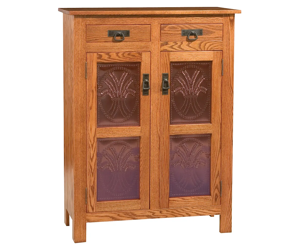 Mission Copper Panel Pie Safe With Drawers