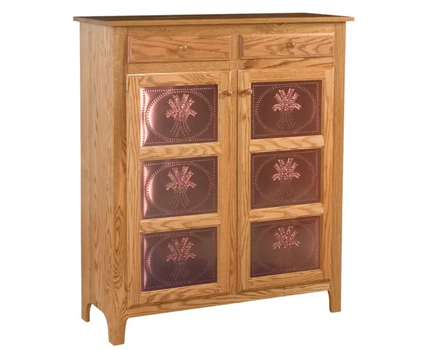 Classic Copper Panel Pie Safe With Drawers - 3 Panel Door
